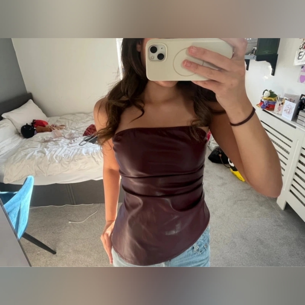 SHEIN Burgundy Leather Camisole Top